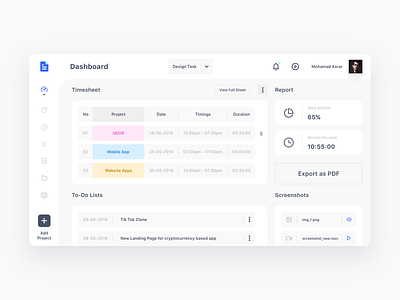 Design Report Dashboard UI