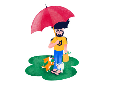 Home coming illustration branding catillustration catlover character characterdesign children book illustration design dog illustration doglover drawing dribbble flat character homecoming illustration illustrator procreate umberlla