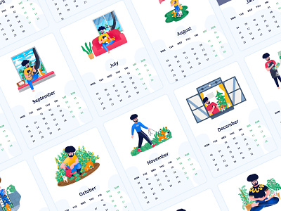Calendar Design02 branding calendar app calendar design calendar ui calendar2021 card design characterdesign flat character illustration procreate