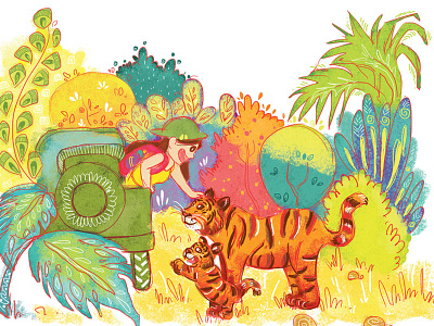 Tiger wish animals colours forest illustration jungle nature sketching tiger