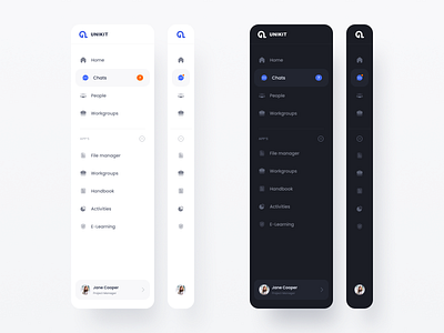 Sidebar Navigation for Unikit dashboard navigation platform scalable side menu sidebar web app webdesign