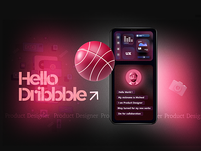 Hello Dribbble! app basketball clean debut debutshot design dribbble firstshot gradients graphic design hello hello dribbble minimal noise texture ui welcome welcome page welcome screen welcome shot