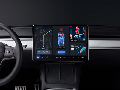 Car Infotainment System-HMI Concept for Tesla cars auto-drive car car infotainment system chart dashboard data display hmi navigation night mode tesla ui vehicle