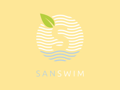 SanSwim Logo green leaf logo swim water yellow