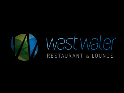 Drbl.Shot Westwater blue green logos restaurant thin font