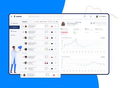 HealthX Practitioner's Portal app app design desktop design doctor app ehr emr health app healthcare mobile ui patient app user experience user interface user interface design