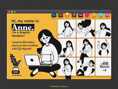 Character Set V01 Anne article banner blog character development flat illustration landing page onboarding portfolio scene vector website