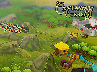 Castaway Curse MAP arena building fort game gameboard gamedsgn illustration island kickstarter map pirate treasure