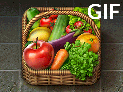 GrowCrowd Icon apple basket carrot cucumber fruit icon ios lemon orange strawberry tomato vegetable