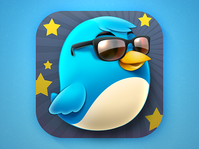 Twigrow iOS Icon appstore bird download follower icon star sunglass twitter
