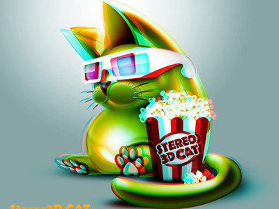 3D Cat Anaglyph 3d anaglyph cat icon weird