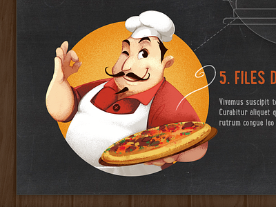 Pizza Guy Character Design character chef cook food illustration mascot pizza web design