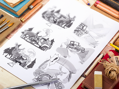 Miss the Moose Illustrations game illustration mockup moose race racing scene sketch