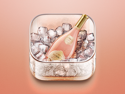 Bodvár - House of Rosés Icon app bodvar bottle drink glass ice ice cube icon ios pink rose wine
