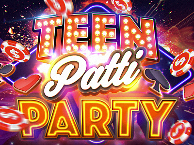 Teen Patti Party Logo blackjack card game casino chip game game design las vegas logo patti poker splash screen teen patti