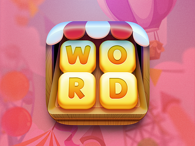 WordConnect Party Game Icon carnival connect game icon illustration ios photoshop pink puzzle valentine word