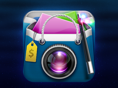 SnapShop Icon bag blue camera icon ios iphone lens magic price shopping weird