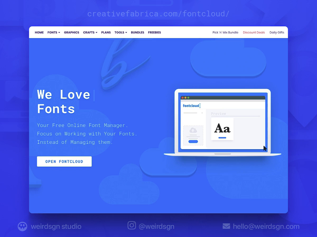 Download Free Fontcloud Landing Page By Weirdsgn Studio On Dribbble Fonts Typography