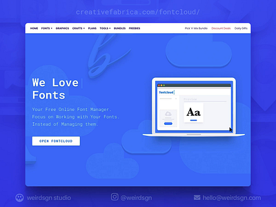 FontCloud Landing Page animation cloud font fontcloud icon marketplace typography ui ux web web design web icon web illustration website