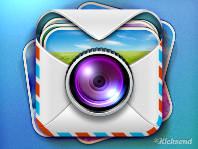 Kicksend iOS Icon batch camera envelope lens photo postal send weird