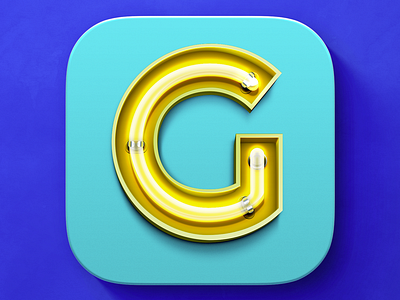 iOS Neon Sign Icon 3d letter alphabet app g game icon ios letter neon neon sign tittle
