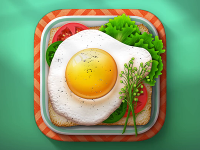 Food App iOS Icon Process app bread breakfast egg food gamedsgn icon ios lettuce pepper sandwich tomato vegetable weirdsgn