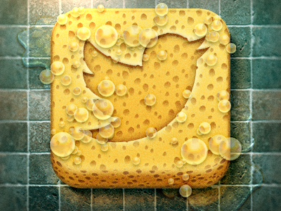 Tweet Cleaner App Icon floor icon ios iphone social sponge tweet twitter weird