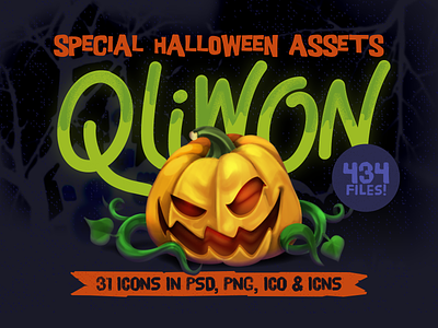 QLIWON – Halloween Icon Set creepy download freebie halloween halloween2019 icon icon set illustration pumpkin spooky sticker twitch zombie