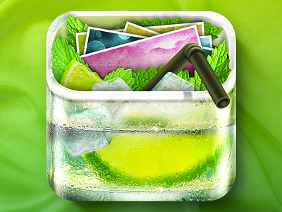 iOS Photonic Mojito Icon Design app icon drink fresh glass green ice icon ios icon mojito realistic skeuomorph