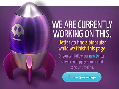 Weirdsgn Under Maintenance Page binocular coming soon launch maintenance metal purple rocket twitter