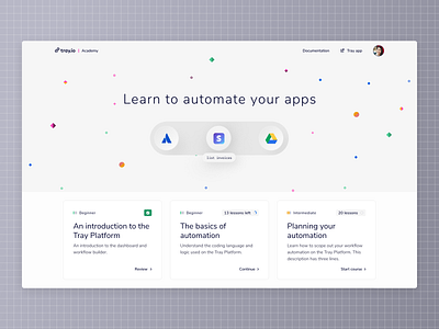 Sneak peak of our new academy homepage academy app automation design learning school ui ux