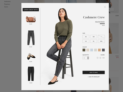 Quick Look view from clothing store design ecommerce sketch ui design