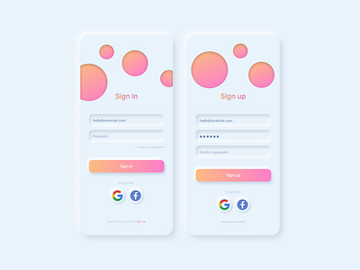 Neumorphic Sign in/Sign up 2020 design app app design app designer design dribbble figma figmadesign gradient design neumorphic neumorphism skeuomorphic ui ux web