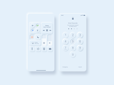iOS Screens ( Lock Screen and Control Center) Soft UI 2020 design app design design dribbble ios app neumorphic neumorphism skeumorphism soft ui ui ux web