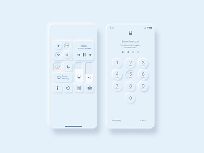 iOS Screens ( Lock Screen and Control Center) Soft UI