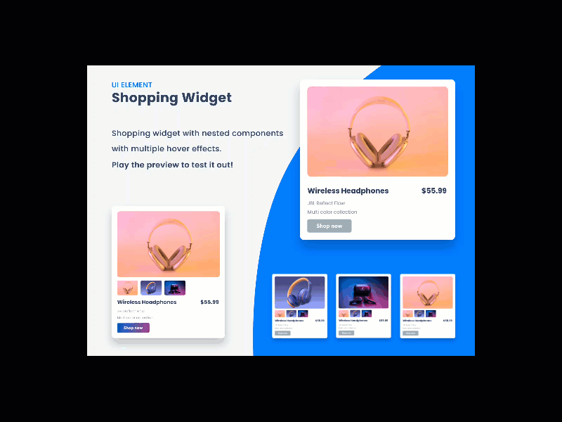 UI Element-Shopping Widget Nested hover Effects GIF app design design figma mockup user interface xd