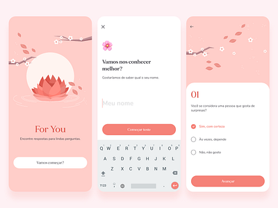 For You - Personality Test App app design illustration interface layout mobile peaceful personal personality personality test relax test ui ui design ux visual
