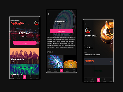 Rock in Rio App app design event interface layout mobile music perfil profile rio rock rock in rio show ui ui design ux