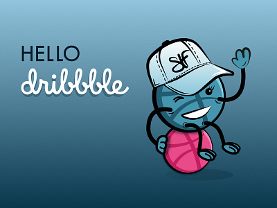 Hello Dribbble blue character debut design first shot graphic hello dribbble illustration stf