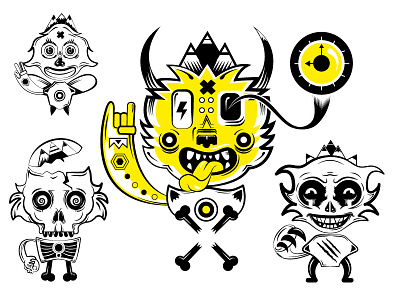 Mountain characters characters crazy expressions graphism illustration mountains stf street yellow
