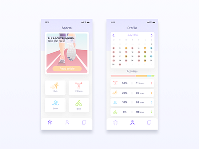 Sports app app application colors design illustration interface pastel stf ui