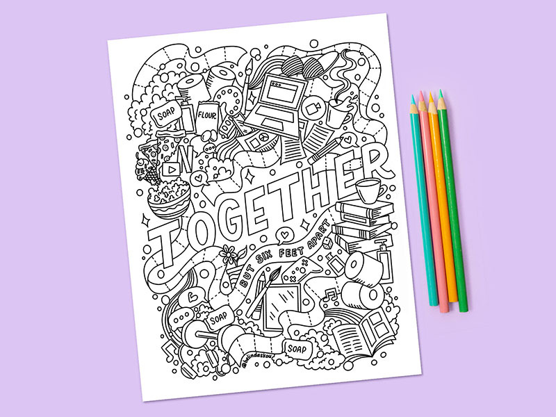 Download Stay Home & Color: A collection of free coloring pages to help you relax | Dribbble Design Blog