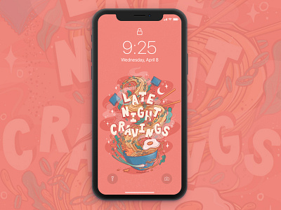 Late Night Cravings Ramen Free Phone Wallpaper background foodart foodillustration handlettering illustration lettering phone phonewallpaper ramen wallpaper wallpaper design wallpapers