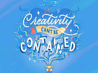 Creativity Can't Be Contained Lettering adobe adobe fresco blue creativity hand lettering illustration lettering letters pencil typography
