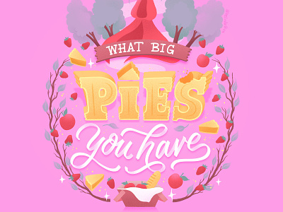 Hungrily Ever After: Little Red Riding Hood Lettering brothers grimm fairy tale fairy tale art fairy tales food food illustration food lettering food type hand lettering illustration lettering letters little red riding hood pie pink illustration procreate typography