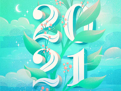 2021 2021 foliage green hand lettering happy new year lettering lettering art lettering artist letters new year procreate type typography