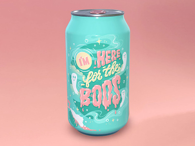 "Here for the Boos" Can Label 3d beer beer label can design ghost pun halloween halloween quote hand lettering packaging design packaging label pop can procreate typography