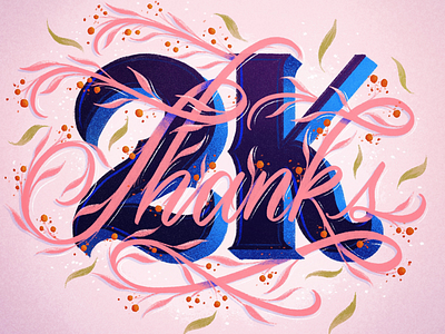 2K foliage leaves lettering thank you thank you followers thanks