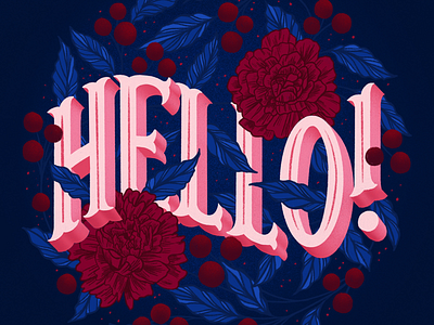 Hello! florals hand lettering hello leaves lettering typography