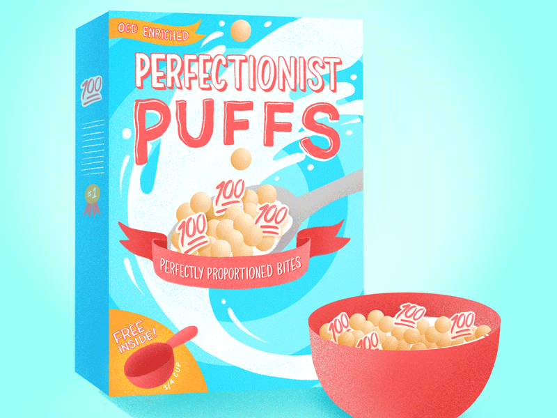 Perfectionist Puffs animation art breakfast cereal food hand lettering lettering perfectionist typography typography animation